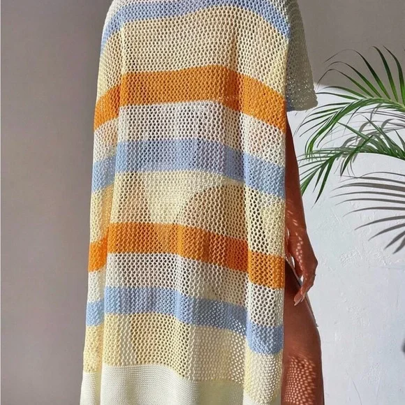 Striped Knit Cover-Up Dress - Picture 2 of 6